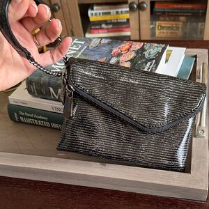 Henri Bendel Chic Black and Silver Wristlet Clutch